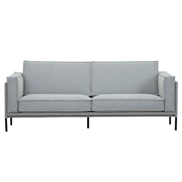 Folkland 3 personers sofa grå med sorte metalben