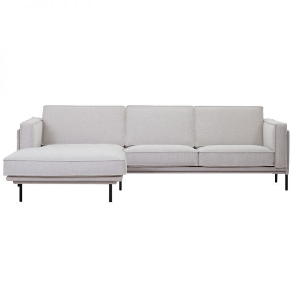 Folkland hvid sofa med chaiselong til højre forfra