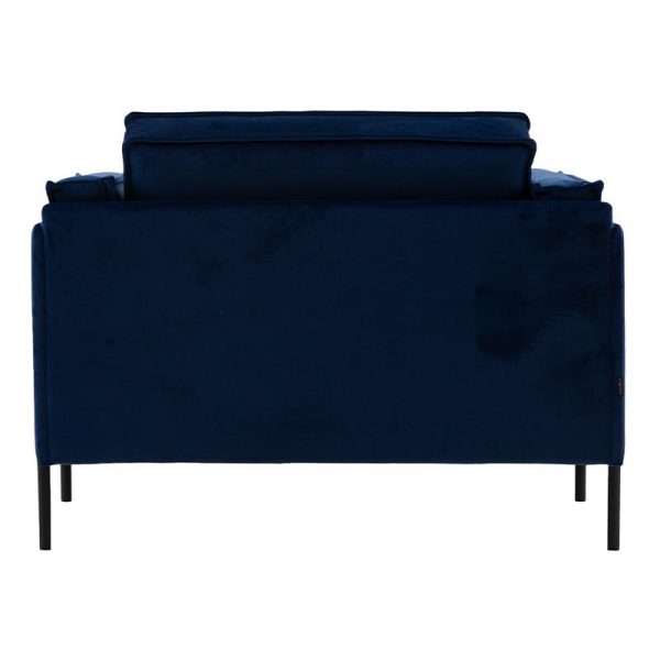 Folkland mørkeblå velour 1 personers sofa lænestol bagfra