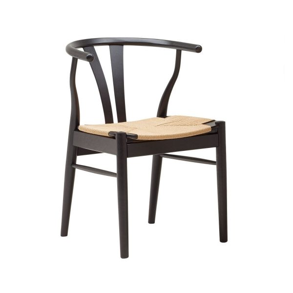 Freja spisebordsstol – sortmalet fletsæde