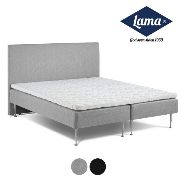 Lama First boksmadras 1000 160 180x200 og 180x210 cm med grå møbelstof