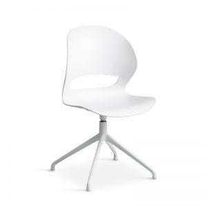 4 x Linea spisebordsstol – hvid m/drejbart hvidt stel