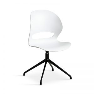4 x Linea spisebordsstol – hvid m/drejbart sort stel