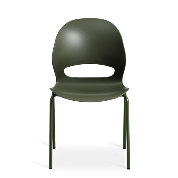 Linea spisebordsstol grøn m. grøn stel forfra