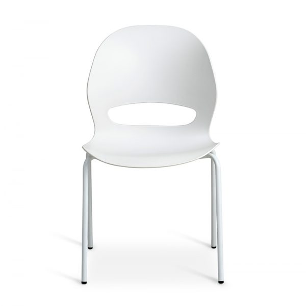 Linea spisebordsstol hvid m. hvid stel forfra