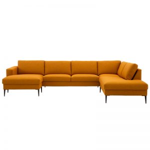 Livingston U-sofa m/chaiselong og openend – stof/læder
