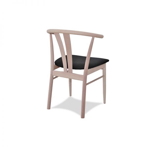 Maja spisebordsstol bøg med sort læder bagfra