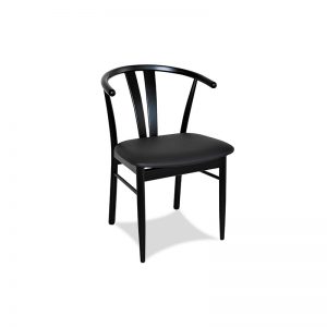 Maja spisebordsstol – sortlakeret m/sort læder