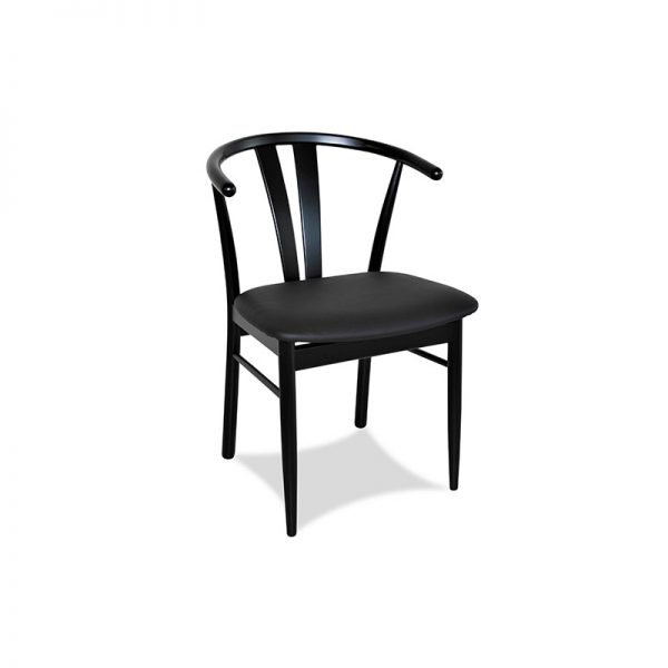 Maja spisebordsstol sortlakeret med sort læder