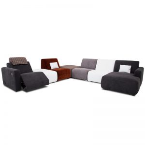 Mantanas U-sofa m/2 reclinersæder – stof/læder