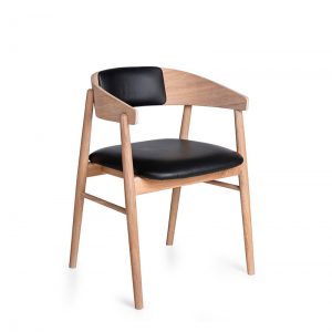 Maxwood spisebordsstol – eg/hvidolie – sort læder