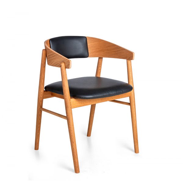 Maxwood spisebordsstol – eg.naturolieret sort læder..