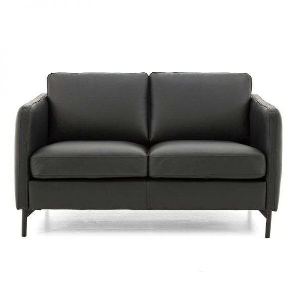 Nordic 2 personers sofa i sort læder forfra
