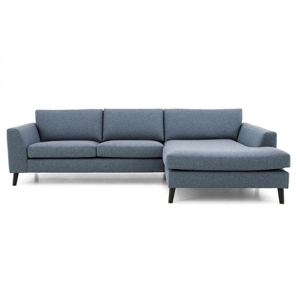 Nordic 3 personers sofa med chaiselong detaljer forfra