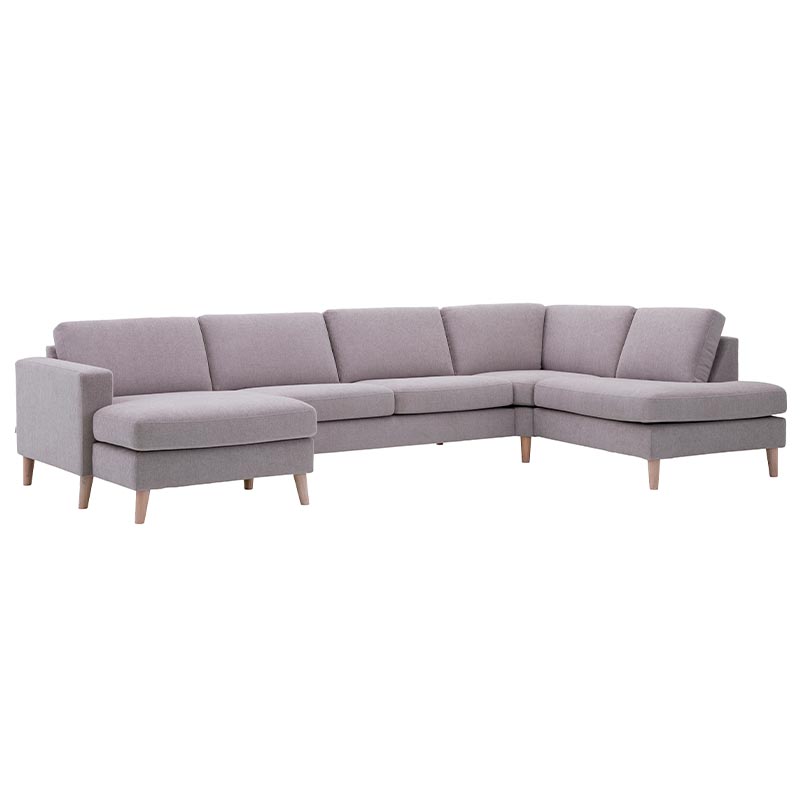 Nordic sofa med open-end og chaiselong - stof/læder | Modulsofa