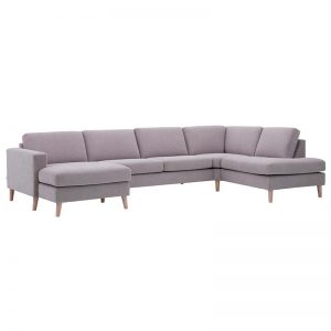 Nordic U sofa med open-end og chaiselong – stof/læder