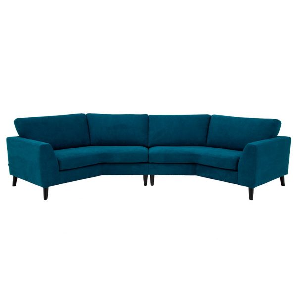 Nordic sofa med hvilemoduler i blåt stof
