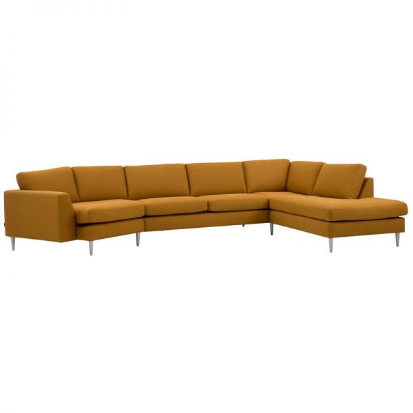 Nordic sofa med open end og hvilemodul gul