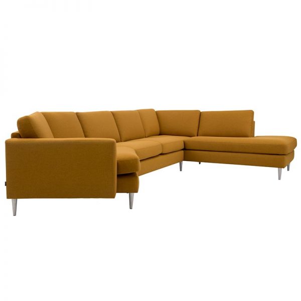 Nordic sofa med open end og hvilemodul gul fra siden