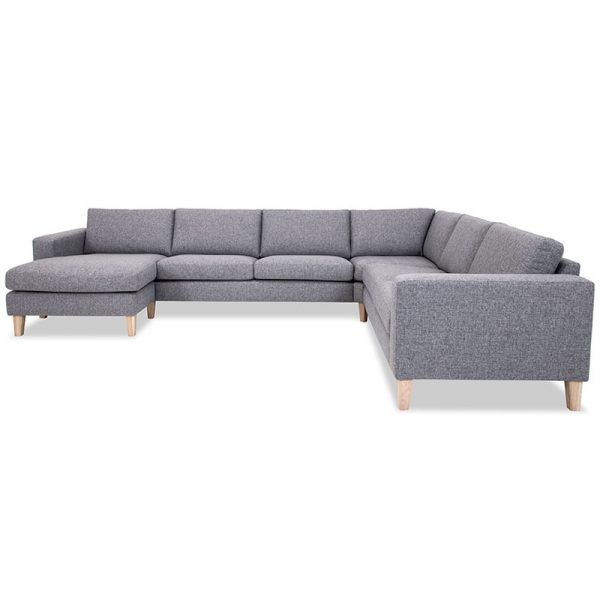 Nordic u sofa med chaiselong forfra
