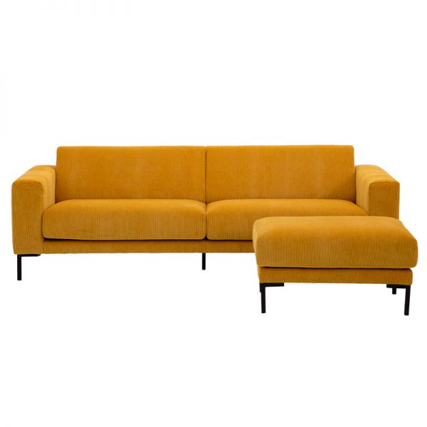 Oliver 3 personers sofa XXL i gold ekls puf