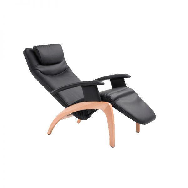 Skalma Woody lænestol med integreret fodhviler i sort okselæder