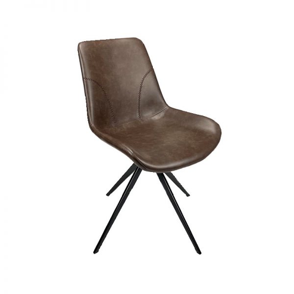 Sofie spisebordsstol brun PU læder med sort metalstel