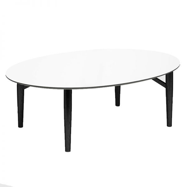 Thomsen Furniture Katrine sofabord ellipseformet i hvid laminat med træben