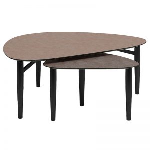 Katrine sofabordssæt trekant – gråbrun/brun laminat