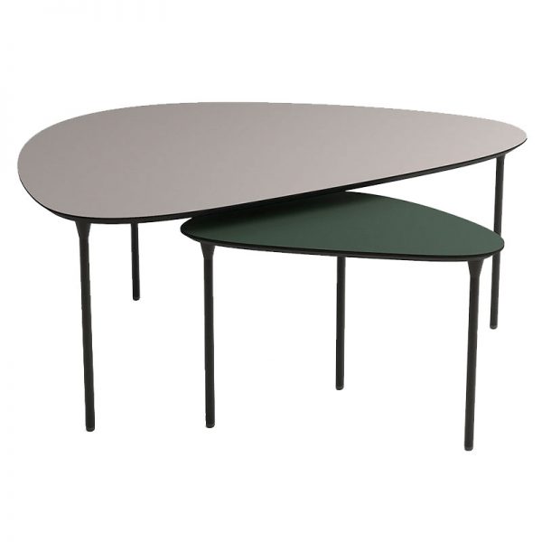 Thomsen Furniture Katrine sofabordssæt mørk sand og grøn nanolaminat
