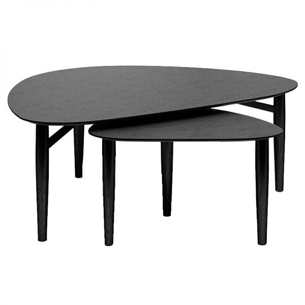 Thomsen Furniture Katrine sofabordssæt mørkegrå laminat med sortlakerede træben