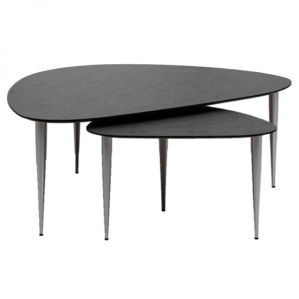 Thomsen Furniture Katrine sofabordssæt mørkegrå laminat med stålben