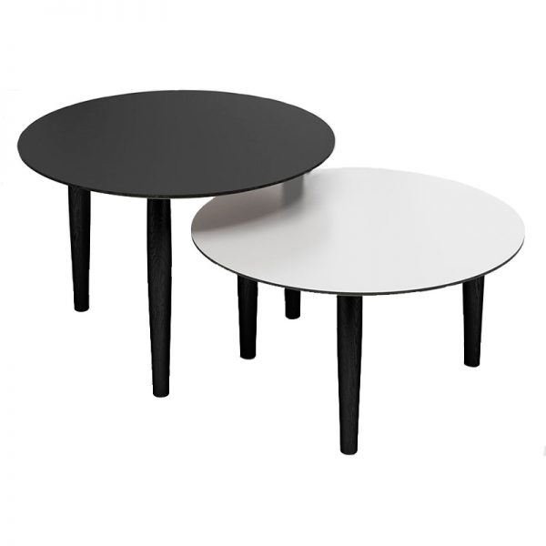Thomsen Furniture Katrine sofabordssæt rund sort og hvid nanolaminat