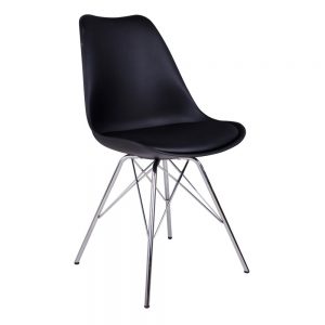 4 x Oslo spisebordsstol – sort/krom stel